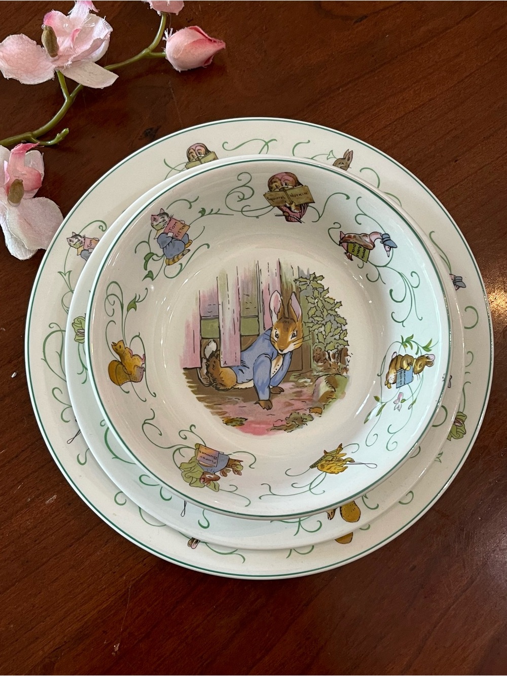 VTG Wedgwood Peter Rabbit 3-Pc Child Set 1955-1977 Bowl, Salad & Bread Plate